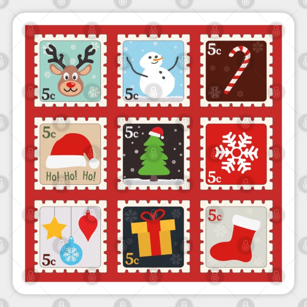 Christmas Stamps | Gift Ideas | Cute Design Magnet by Fluffy-Vectors
